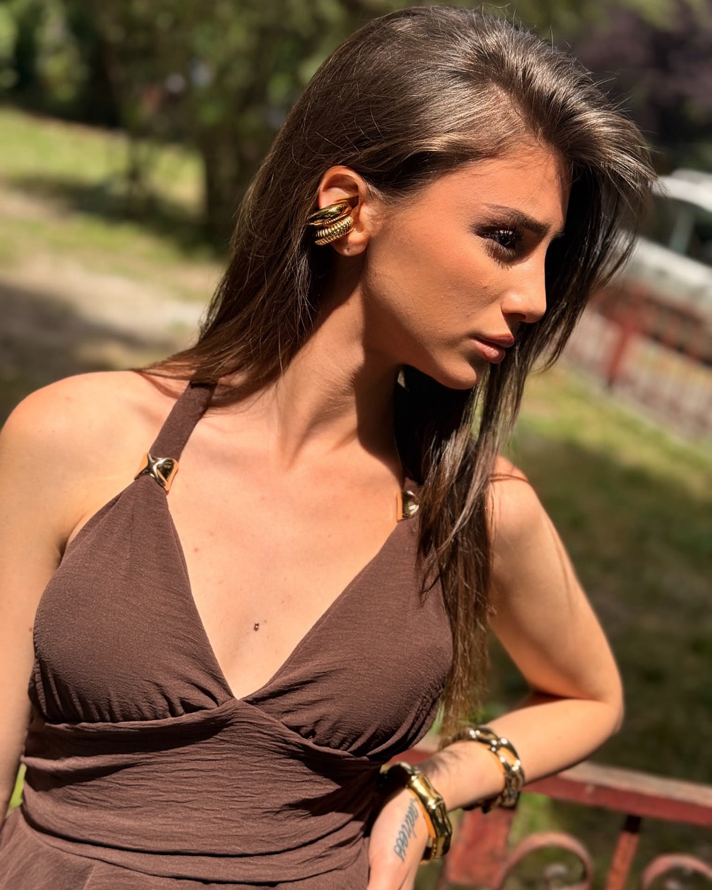 VESTITO GOLD MARRONE