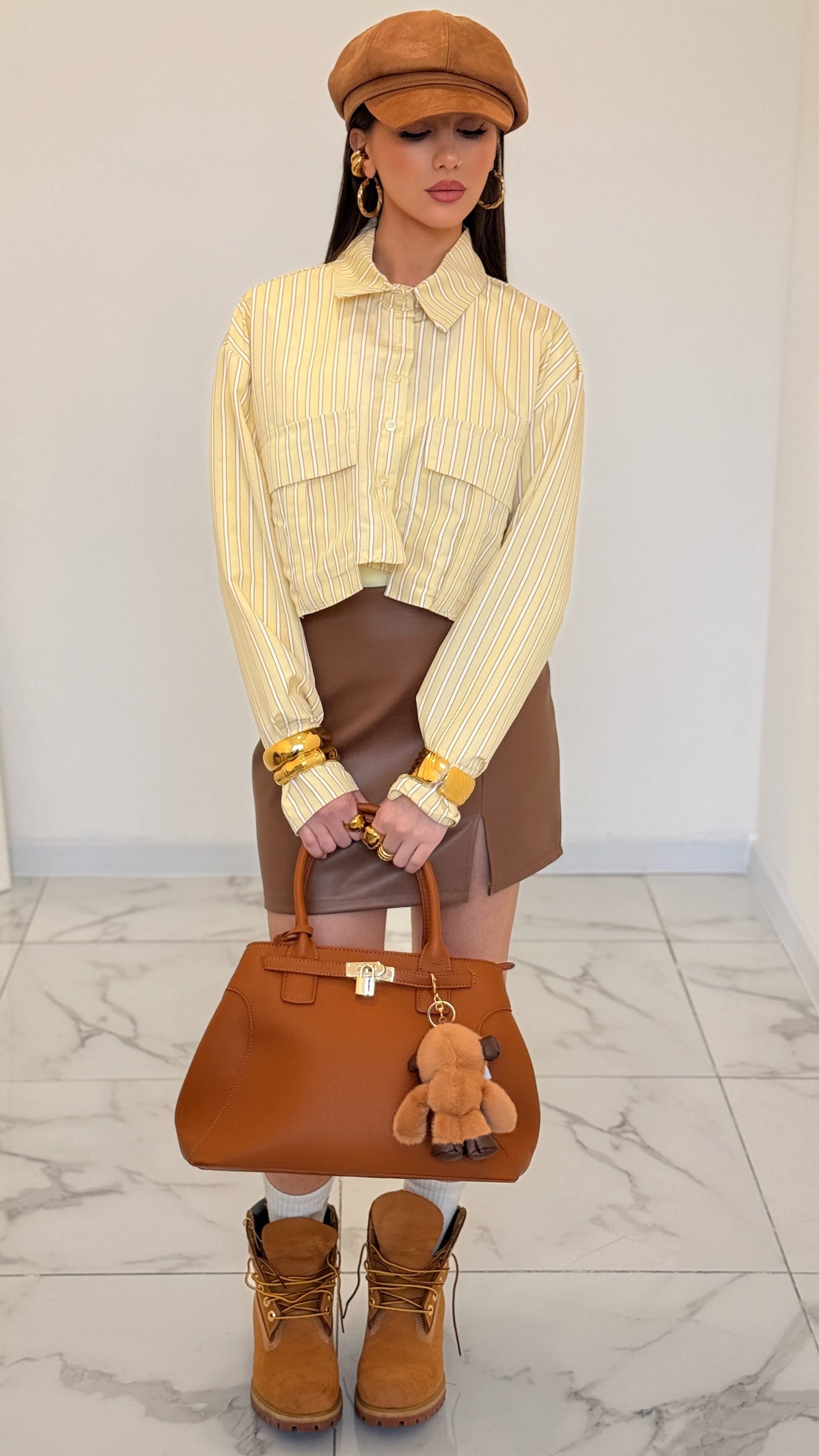 CAMICIA CROP STRIPE GIALLA