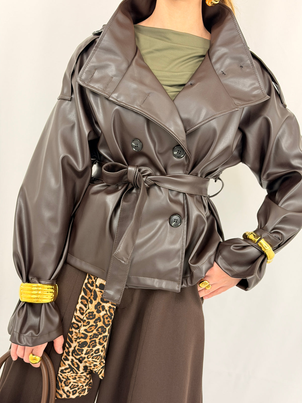 GIACCA PELLE LARA MARRONE
