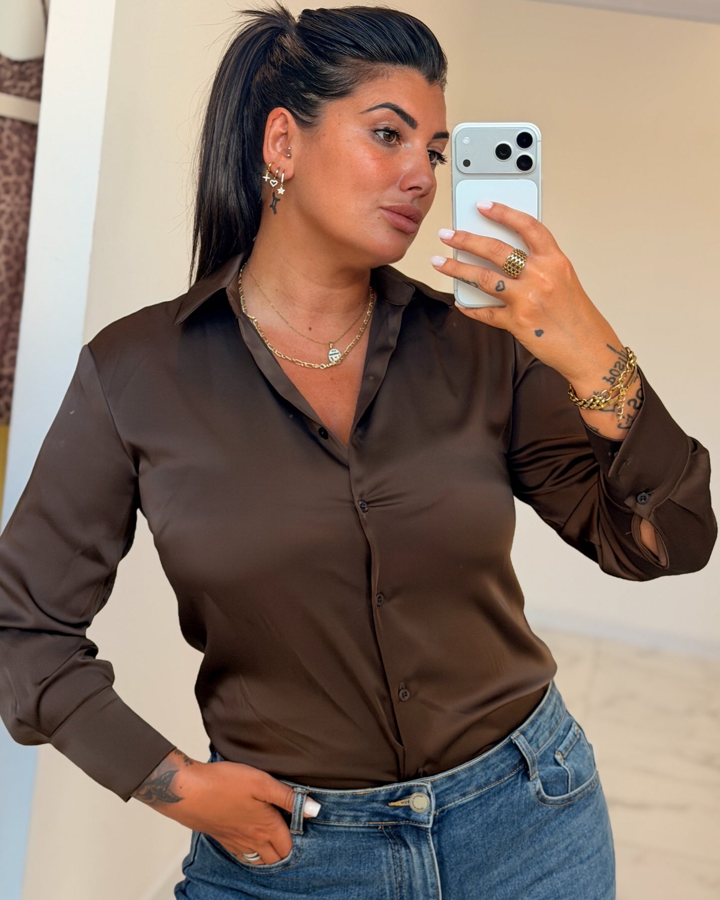 CAMICIA LIDIA MARRONE