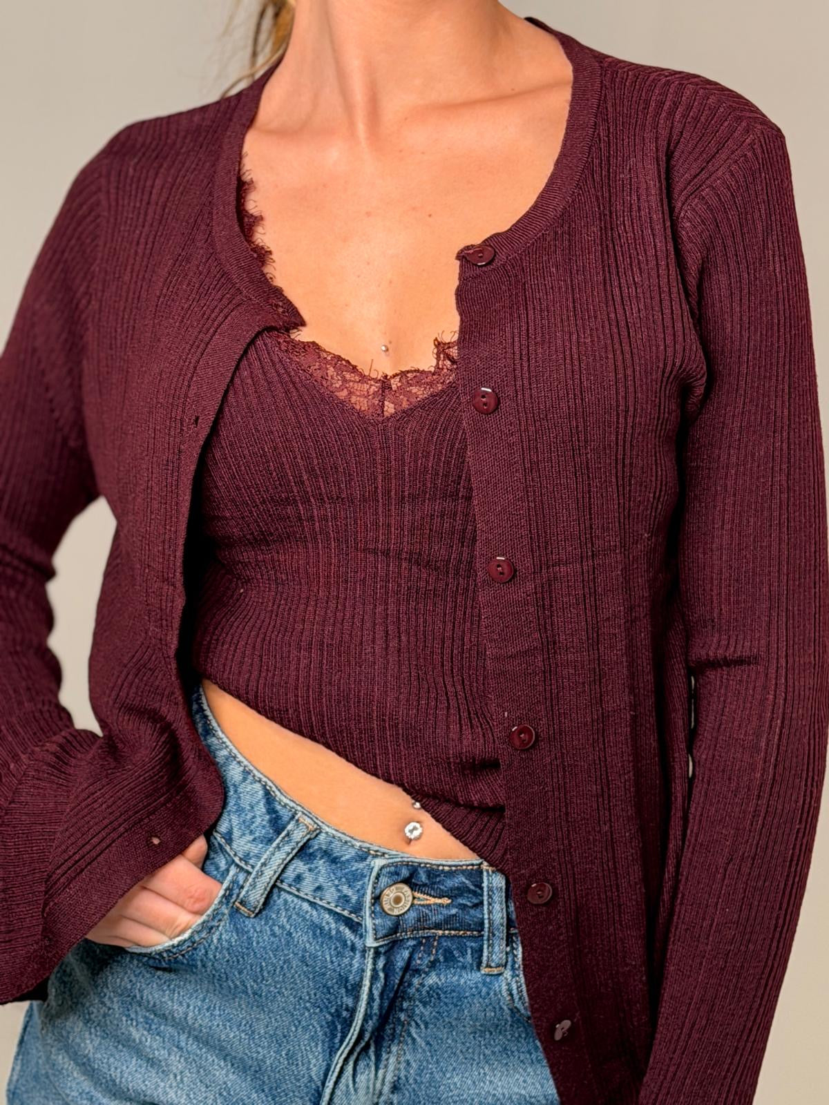 CARDIGAN LIDIA BORDEAUX