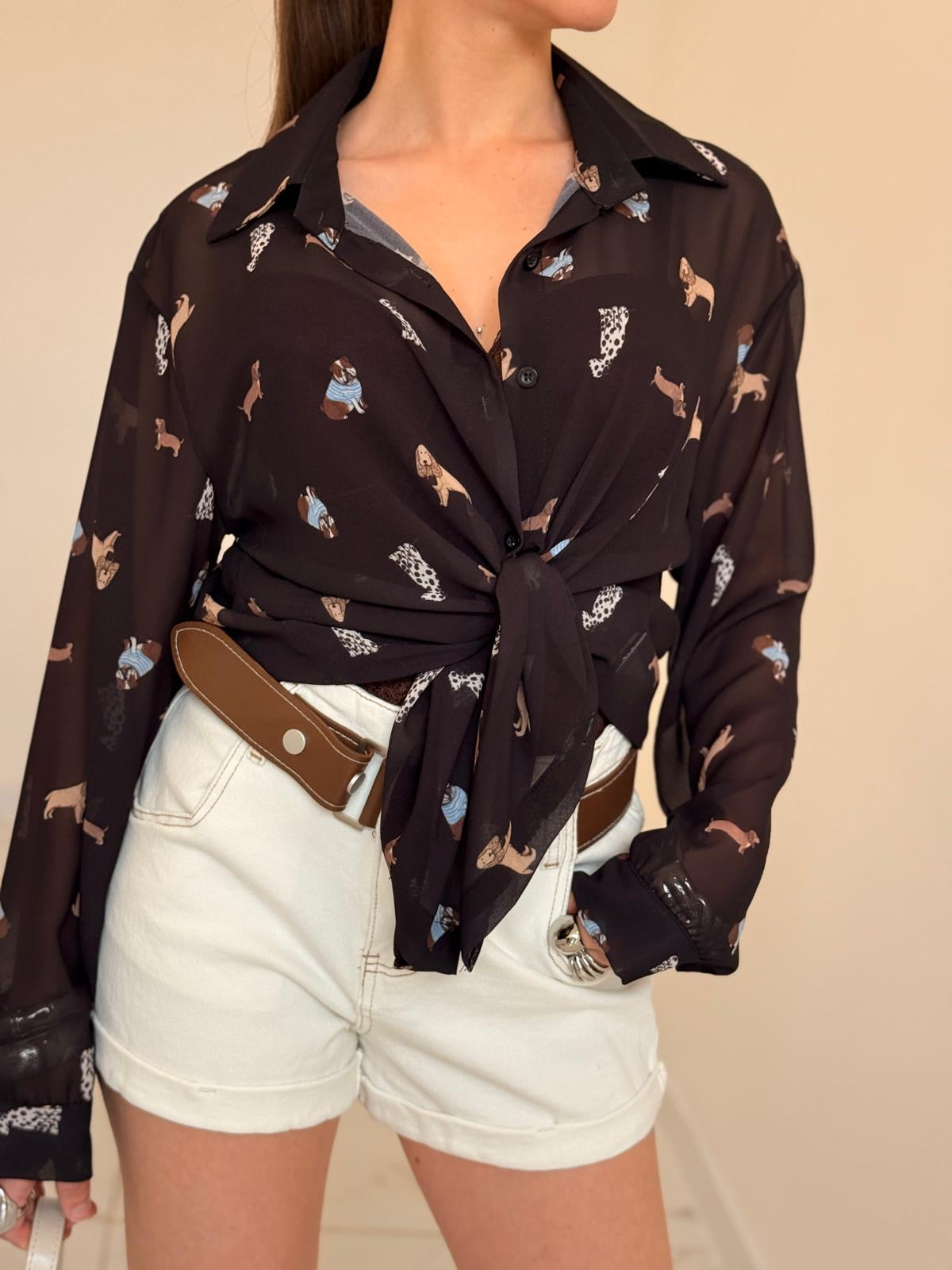 CAMICIA TRASPARENT DOG NERA