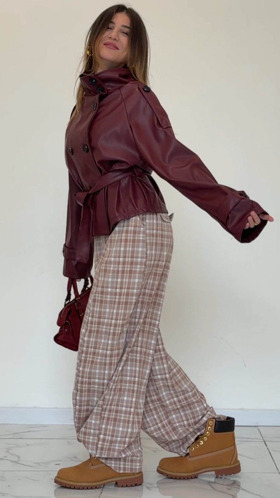 GIACCA PELLE LARA BORDEAUX