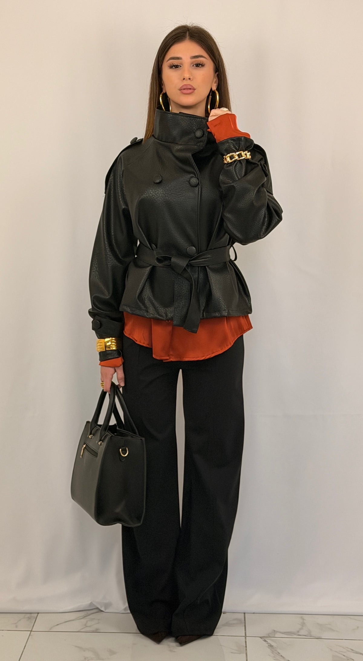 GIACCA PELLE PARIS NERA