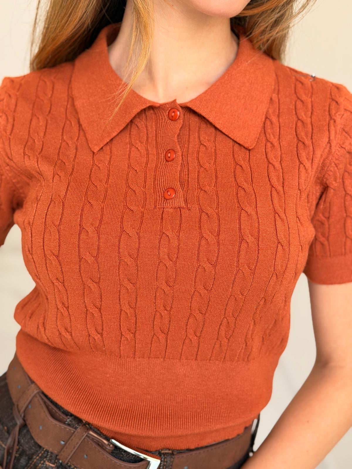 POLO IN MAGLINA MATTONE