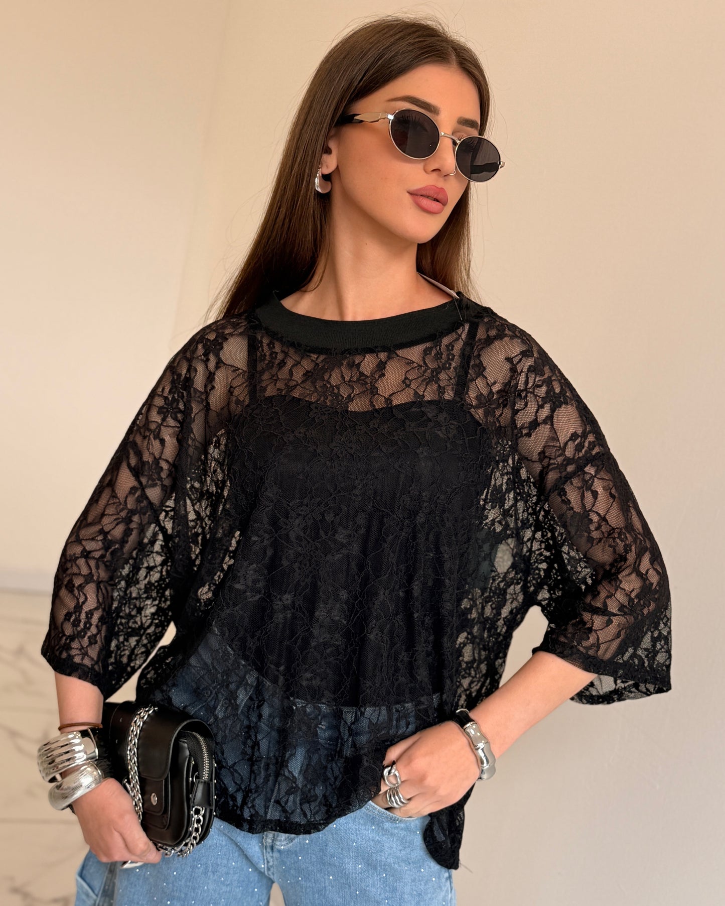 T-SHIRT PIZZO OVER NERA