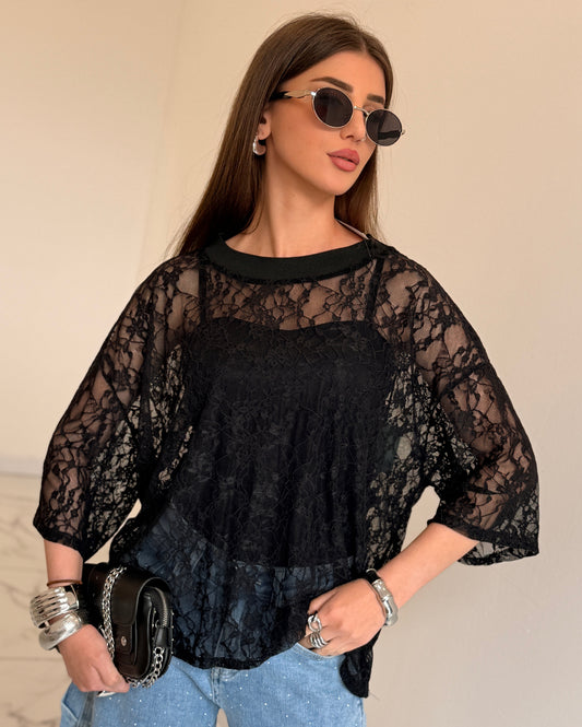 T-SHIRT PIZZO OVER NERA