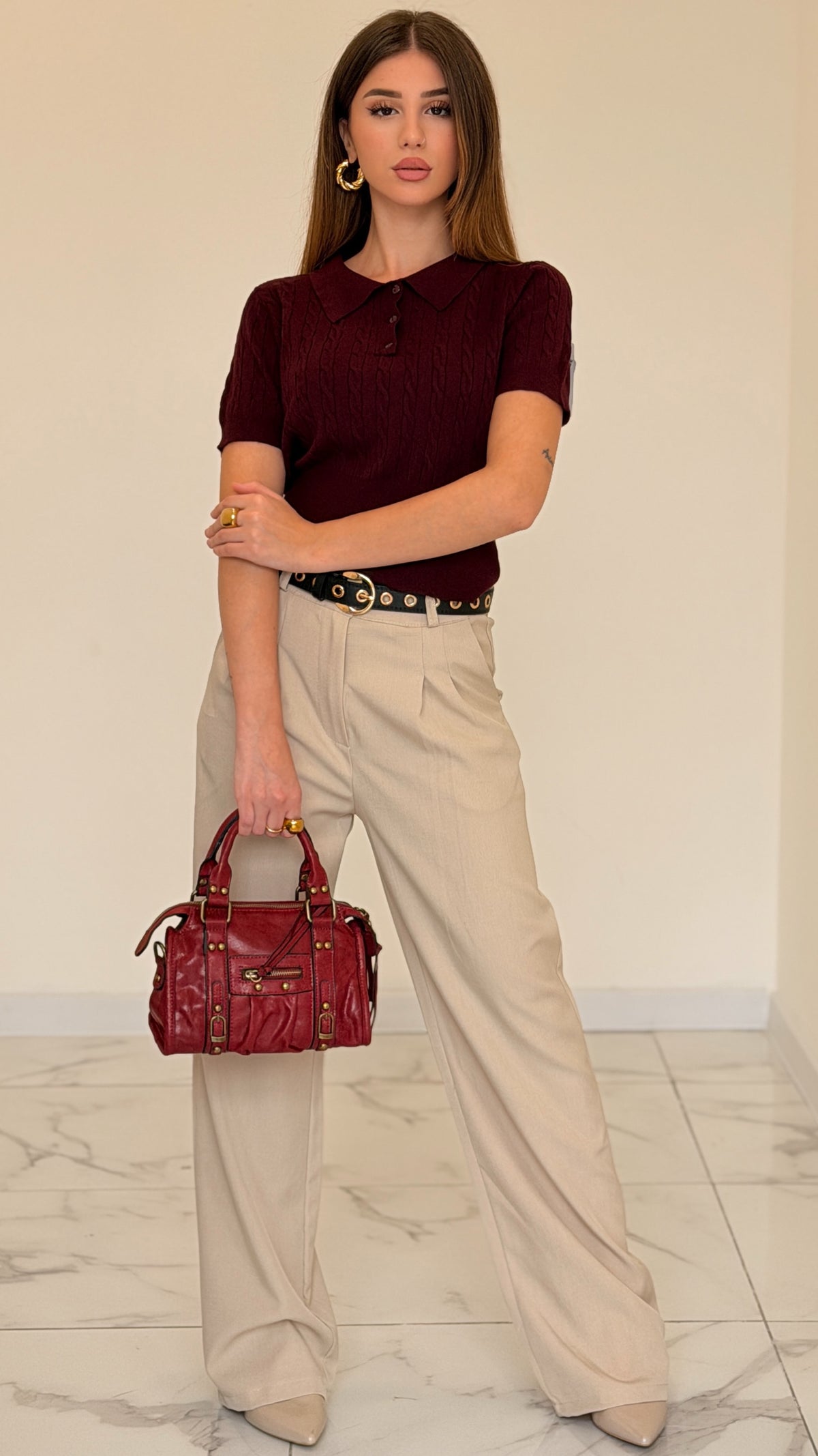 POLO IN MAGLINA BORDEAUX