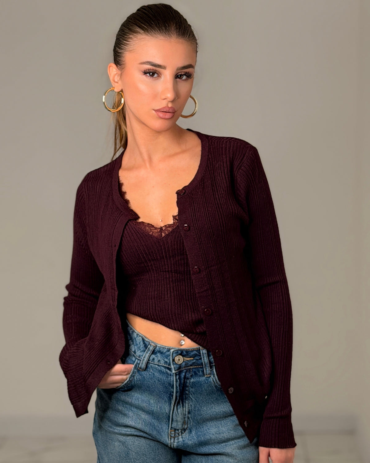 CARDIGAN LIDIA BORDEAUX