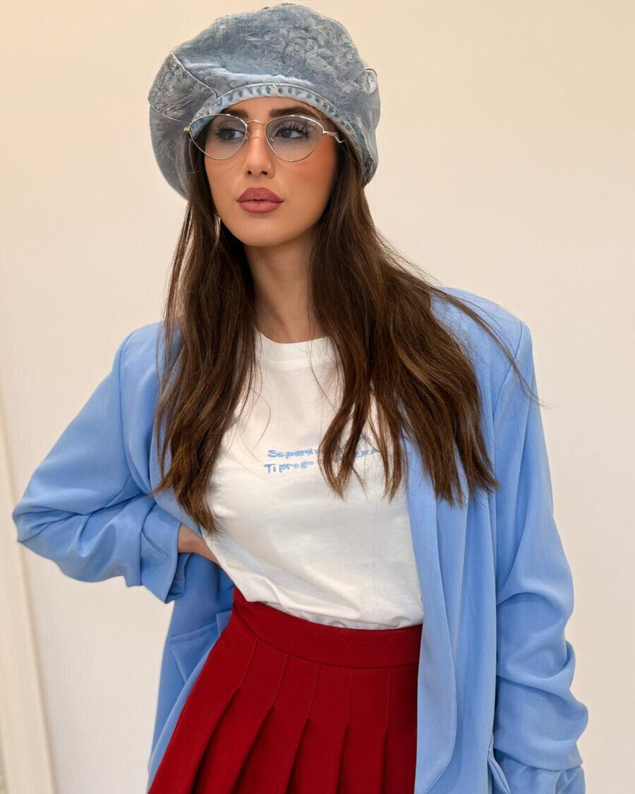 T-SHIRT SE PARLI MALE DI ME TI PREGO ESAGERA AZZURRO