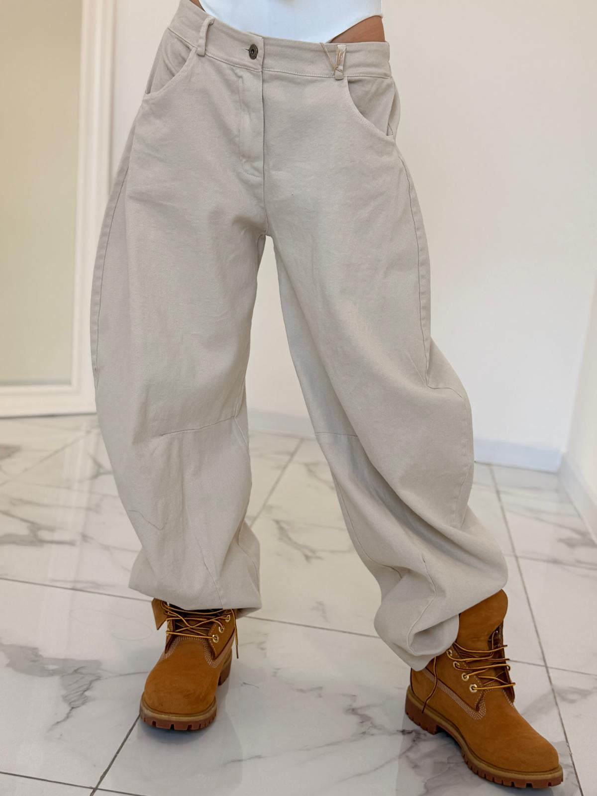 JEANS BAGGY AMIRA BEIGE