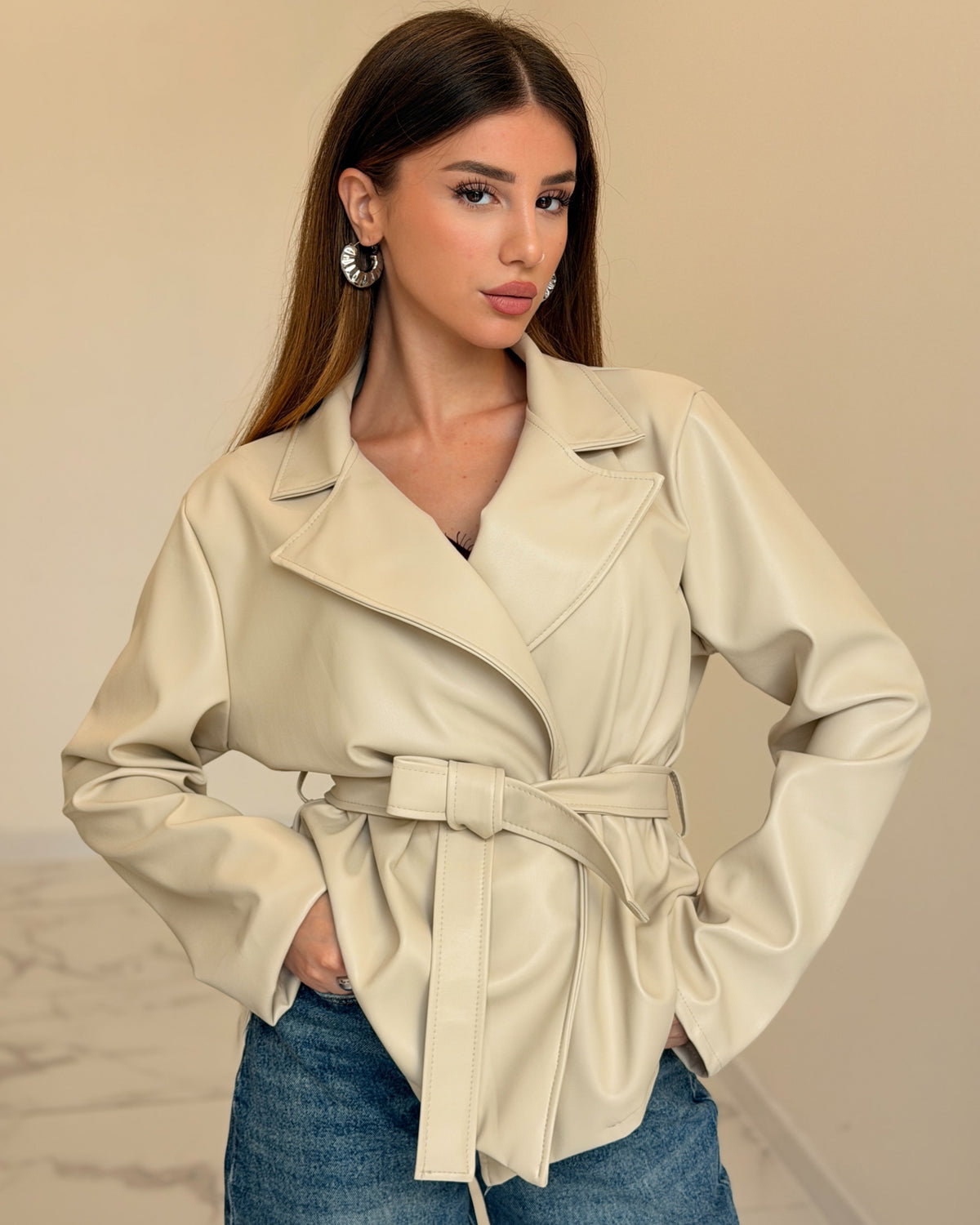 GIACCA PELLE DASY BEIGE