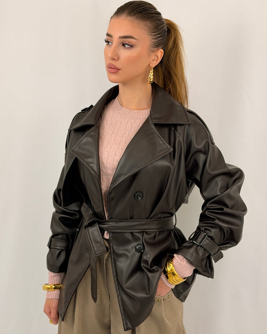 GIACCA PELLE FABY MARRONE