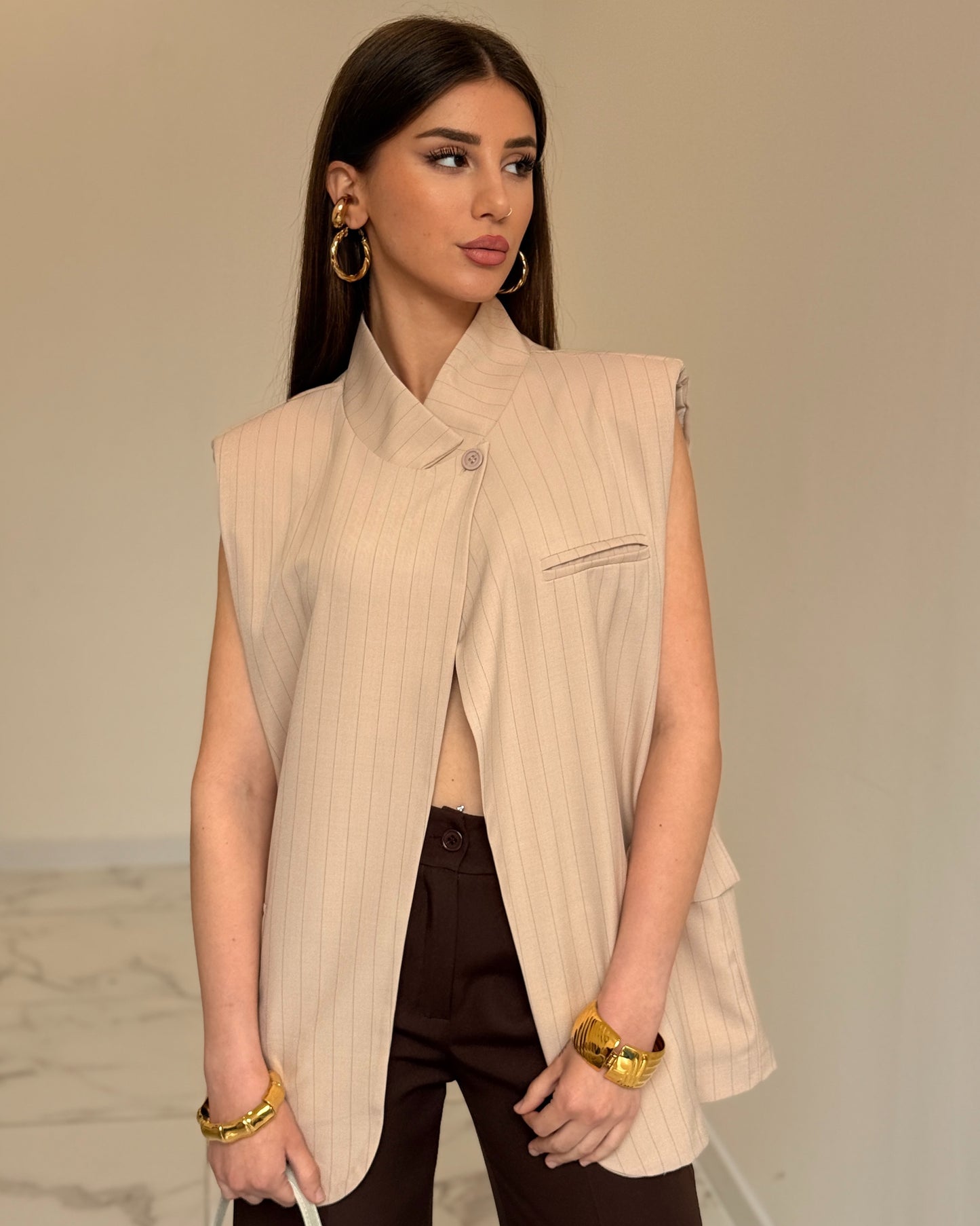 GILET GESSATO BEIGE