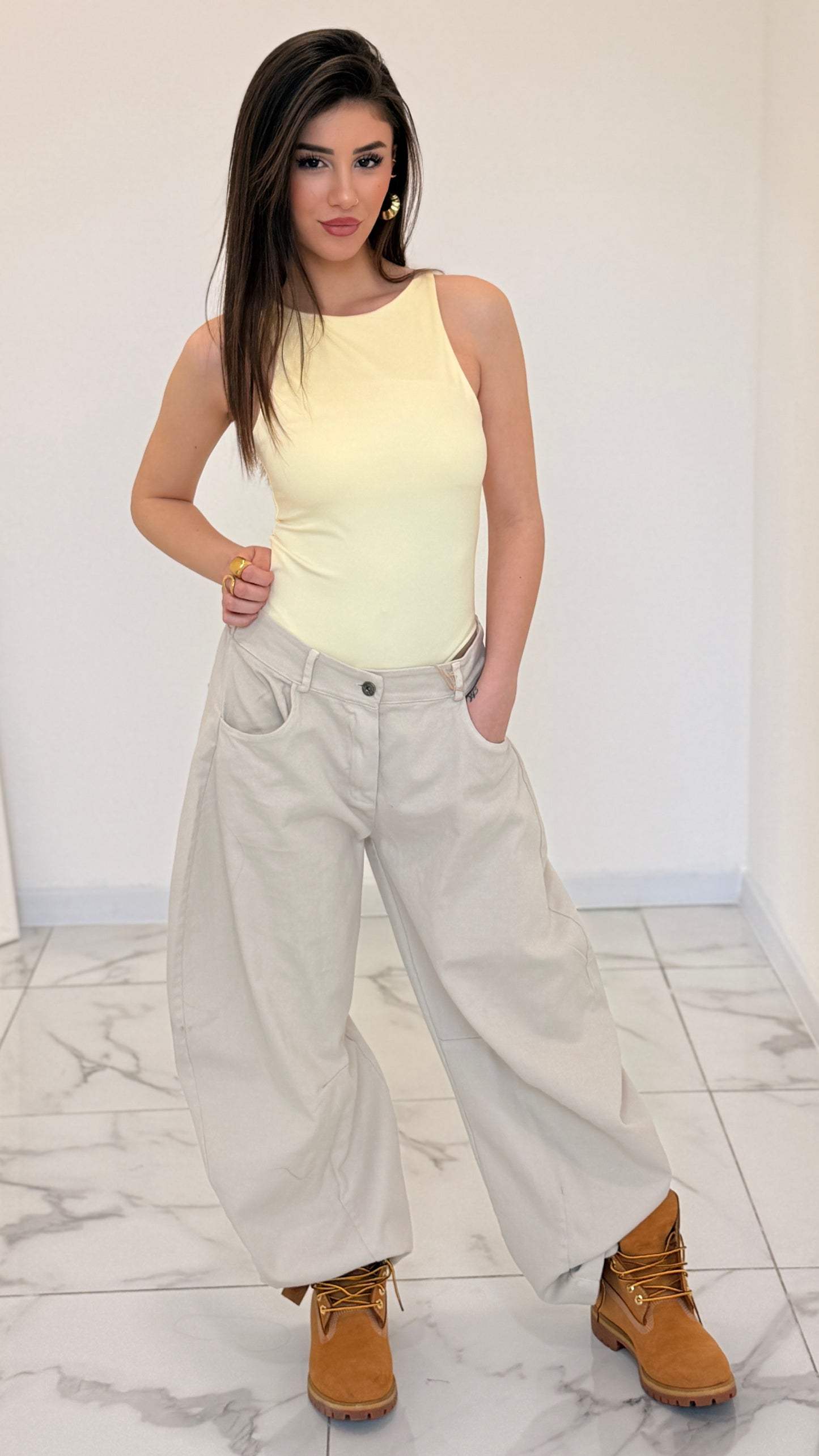 JEANS BAGGY AMIRA BEIGE