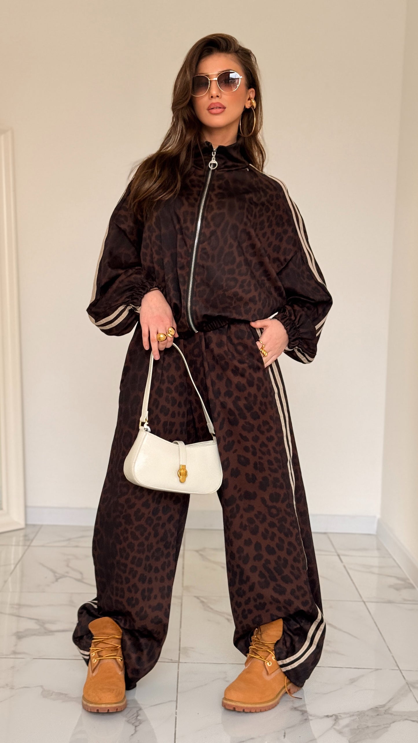 COMPLETO TUTA LEOPARD TORTORA