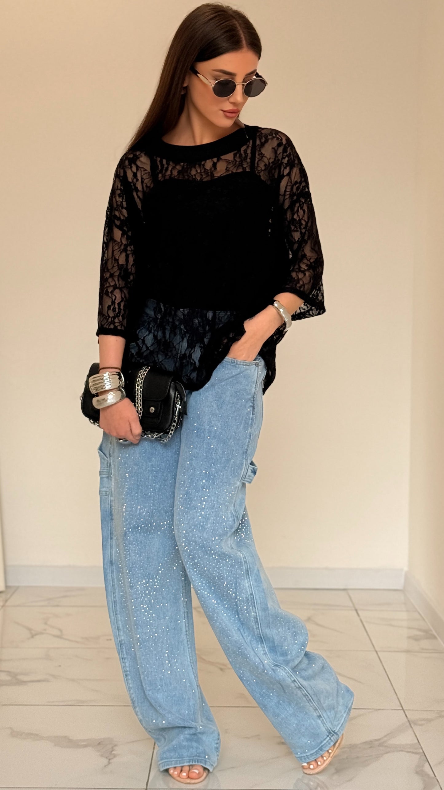 T-SHIRT PIZZO OVER NERA