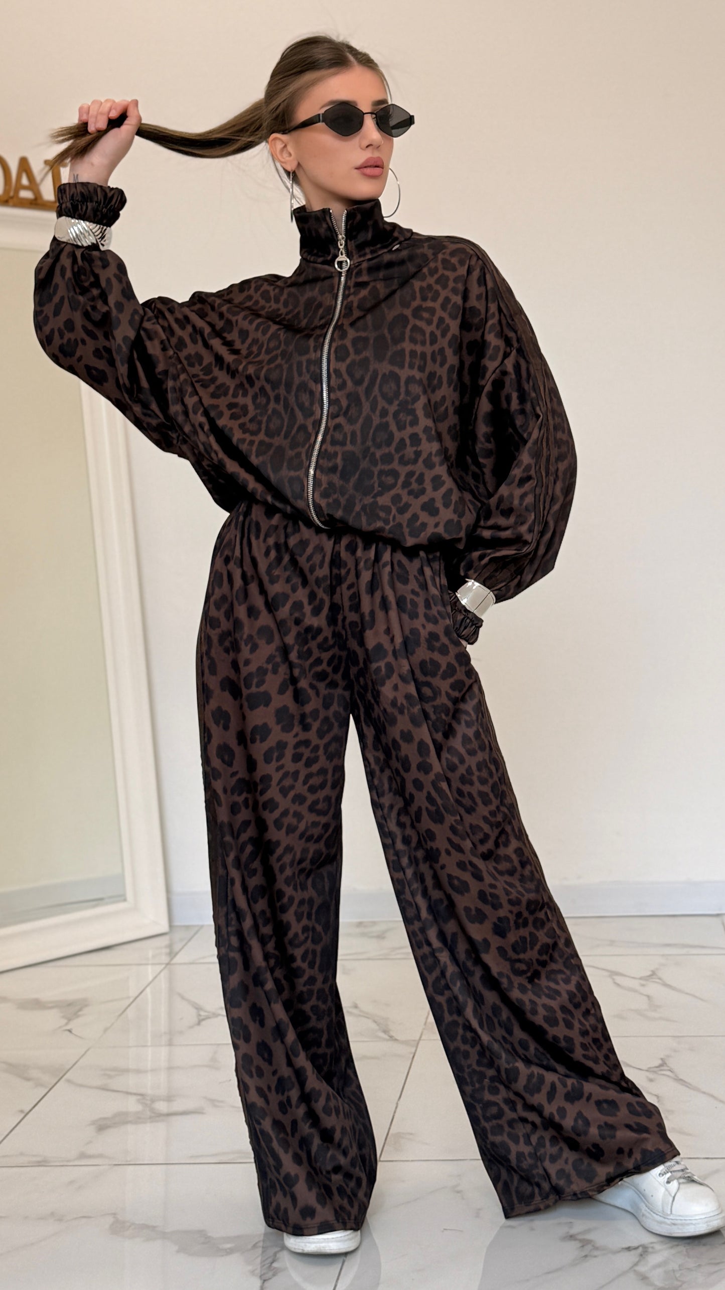 COMPLETO TUTA LEOPARD MARRONE