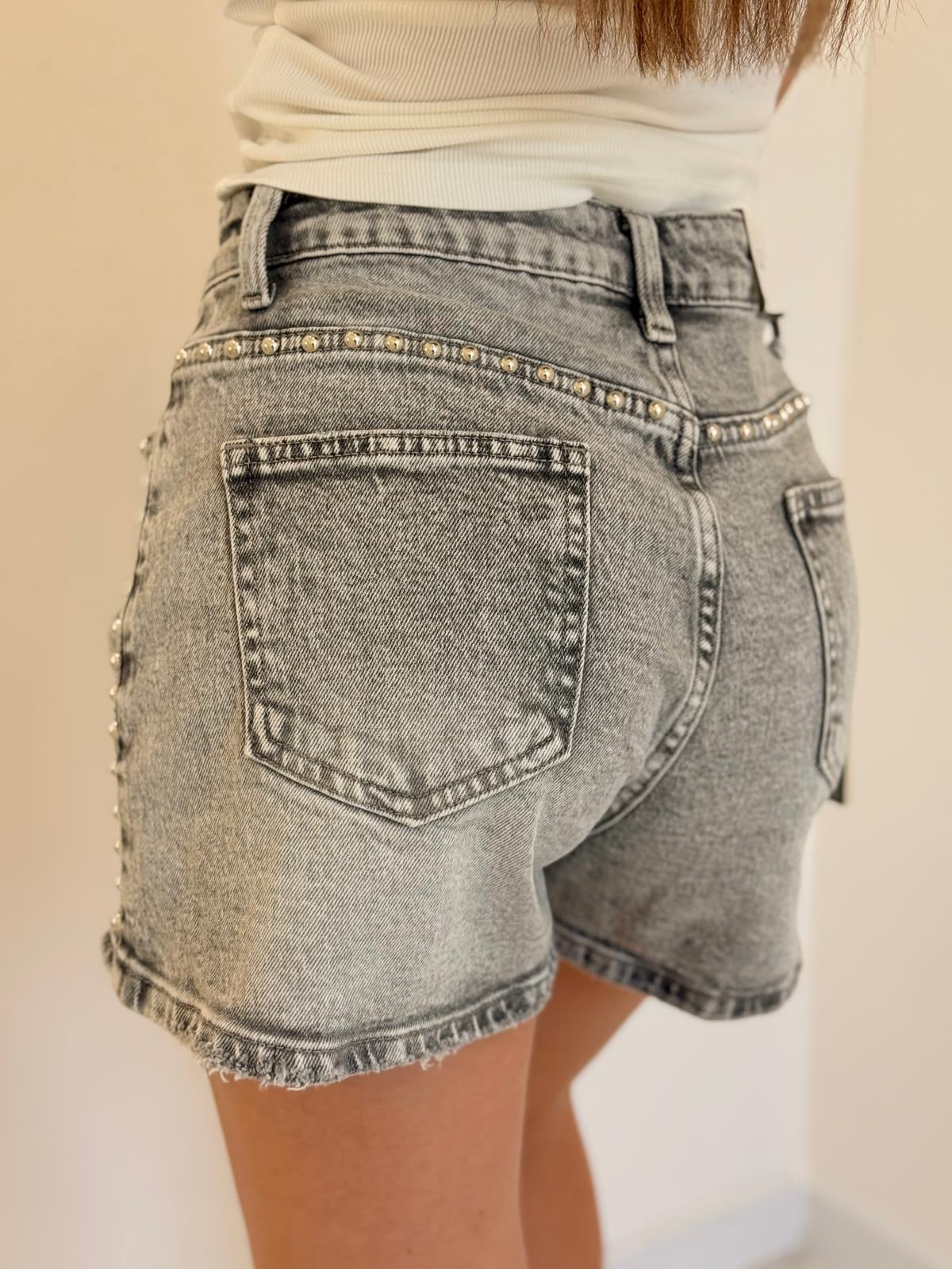 SHORTS DENIM BORCHIE GRIGIO