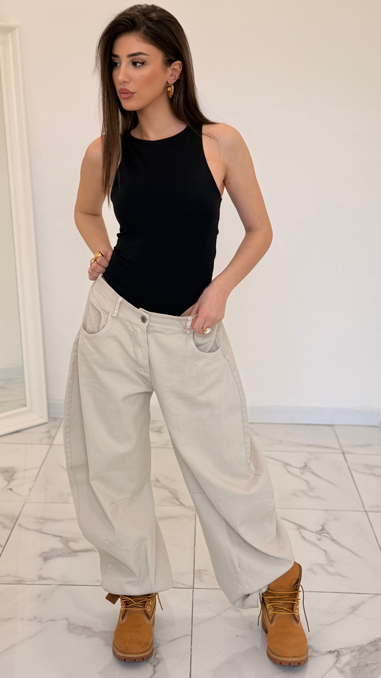 JEANS BAGGY AMIRA BEIGE