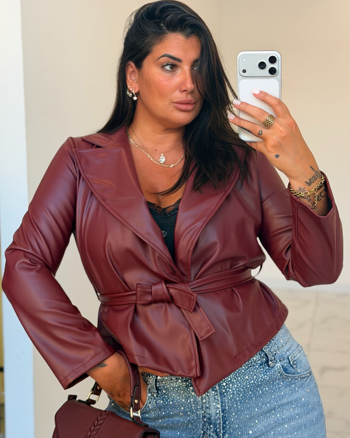 GIACCA PELLE DASY BORDEAUX