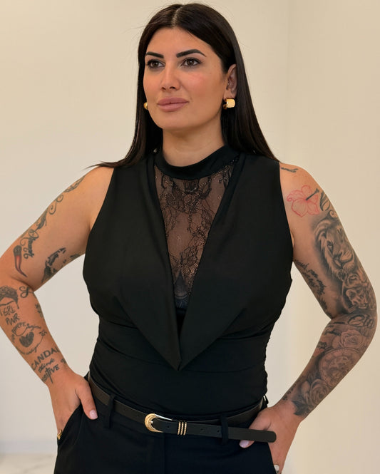 MAGLIA PIZZO CURVY NERA