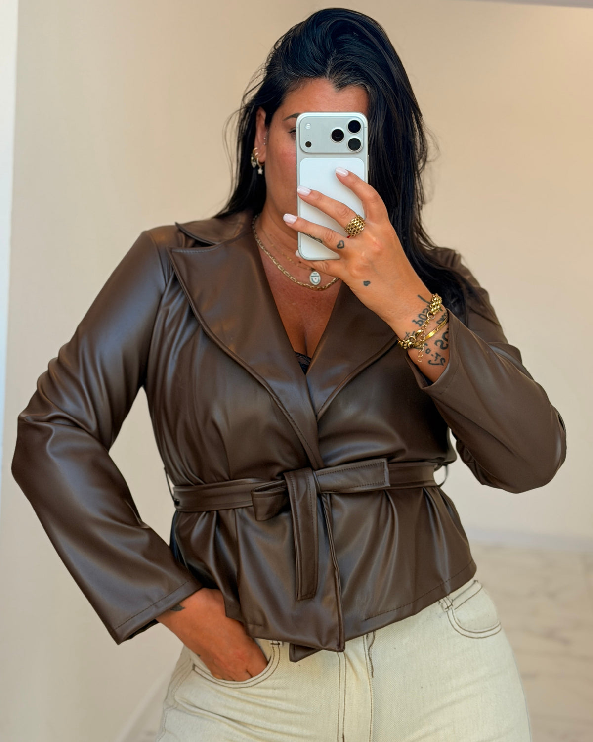 GIACCA PELLE DASY MARRONE