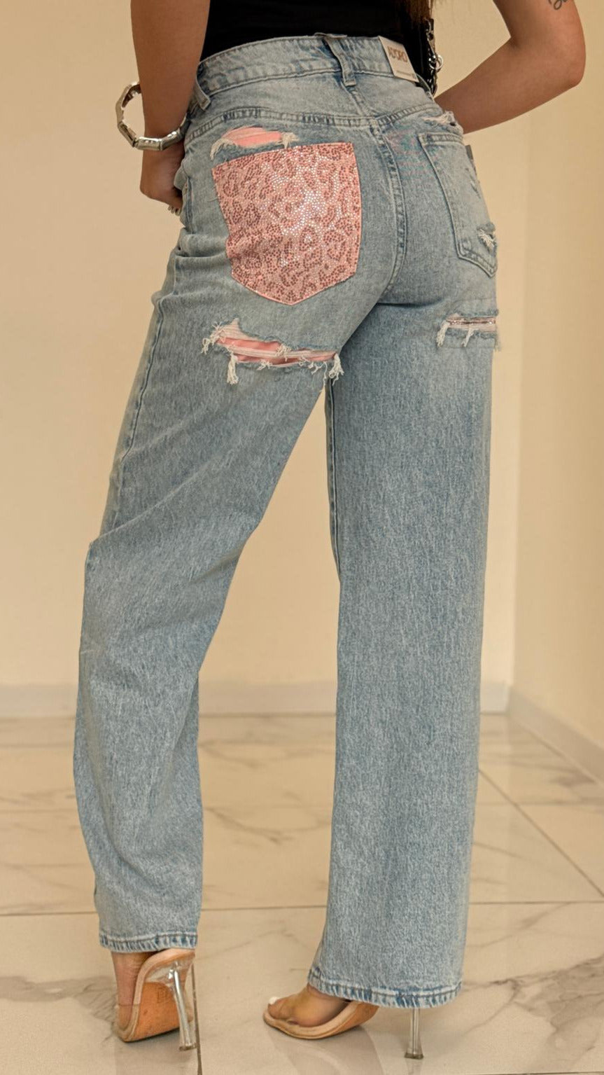 JEANS PINK LEOPARD