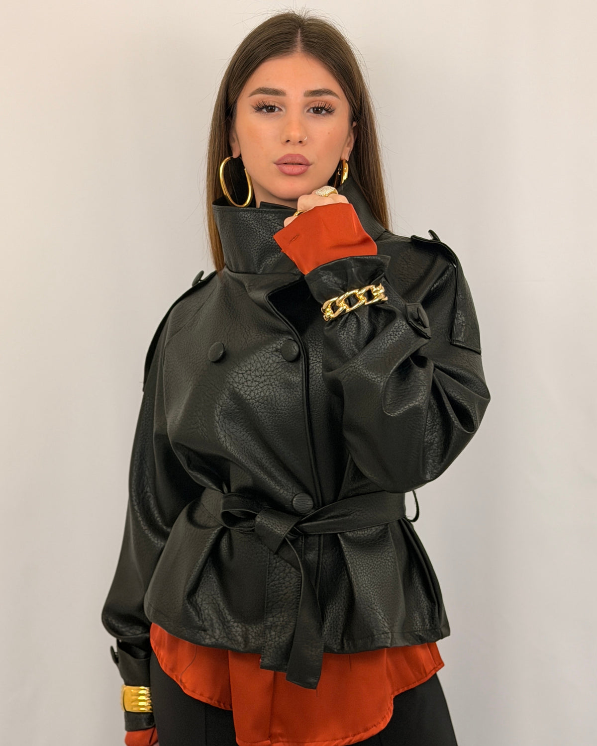 GIACCA PELLE PARIS NERA