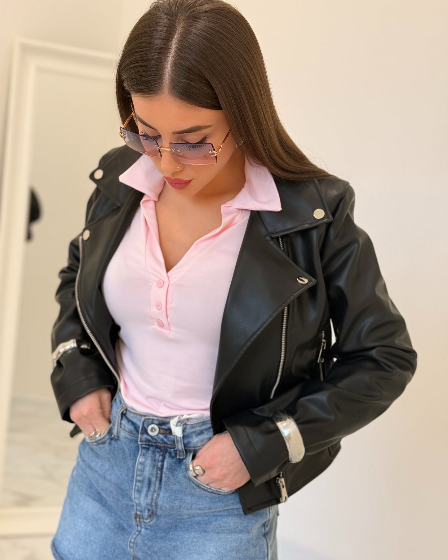 GIACCA PELLE KELLY NERA