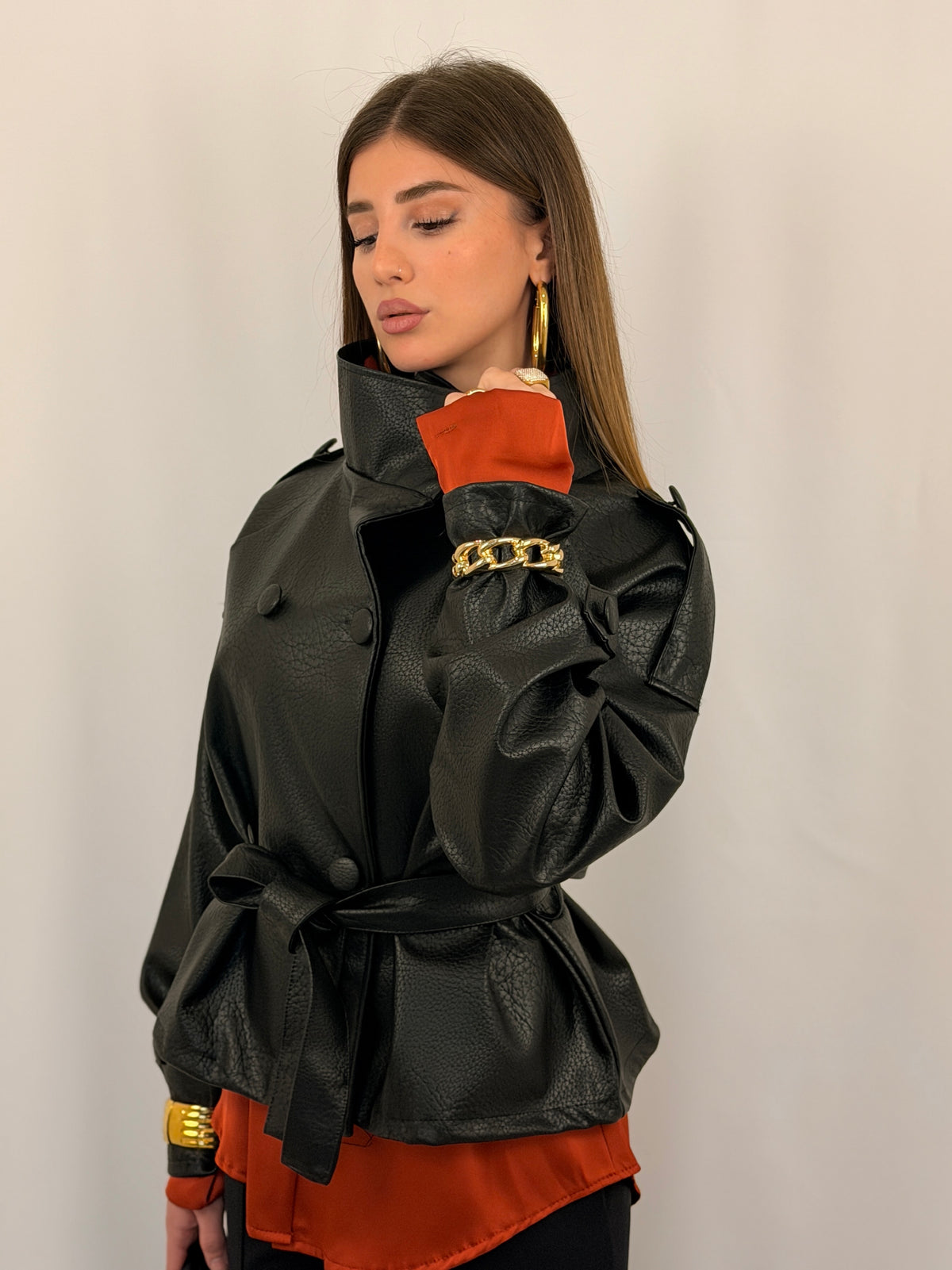GIACCA PELLE PARIS NERA