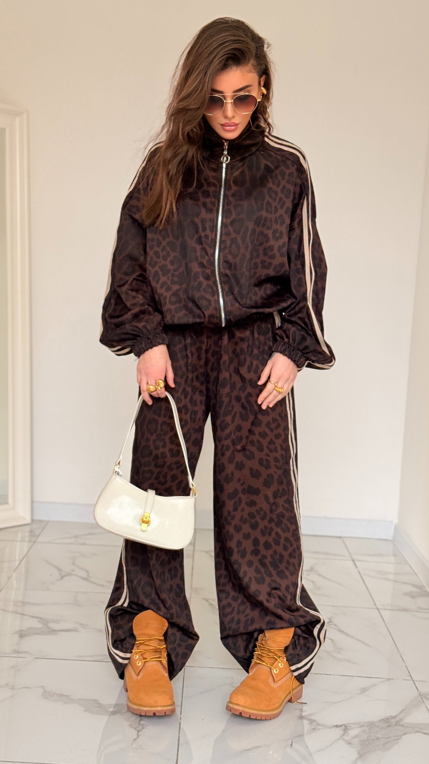 COMPLETO TUTA LEOPARD TORTORA