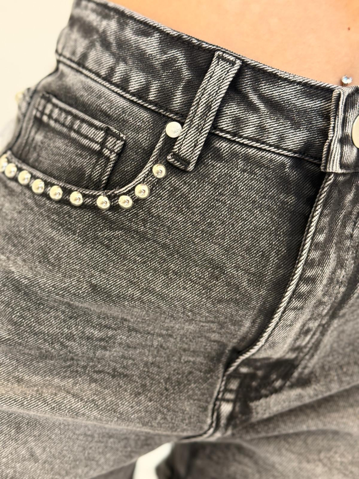 SHORTS DENIM BORCHIE NERO