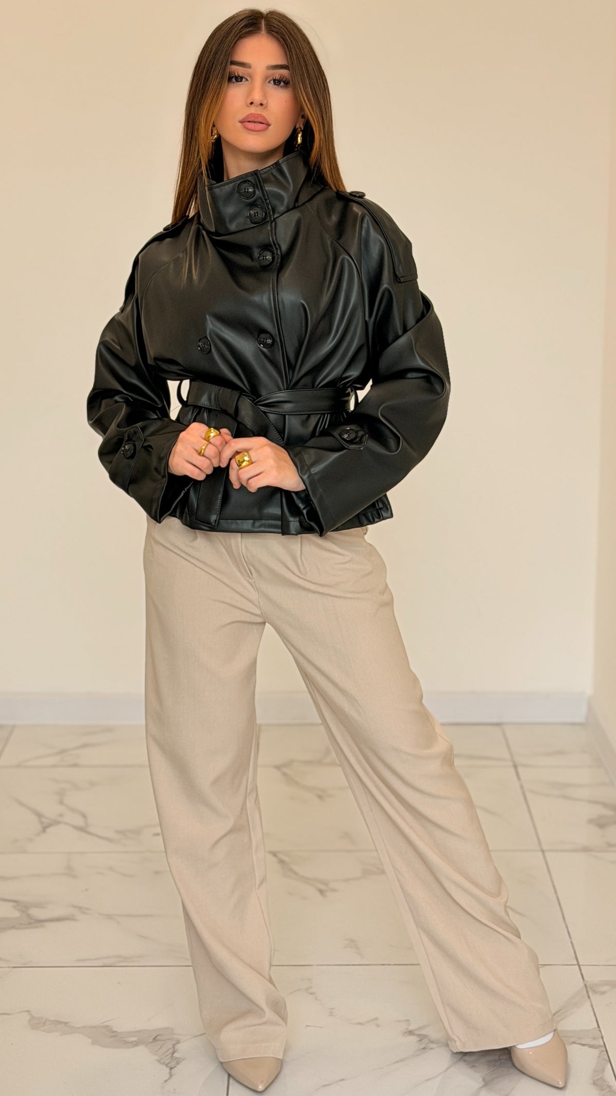 GIACCA PELLE LARA NERA