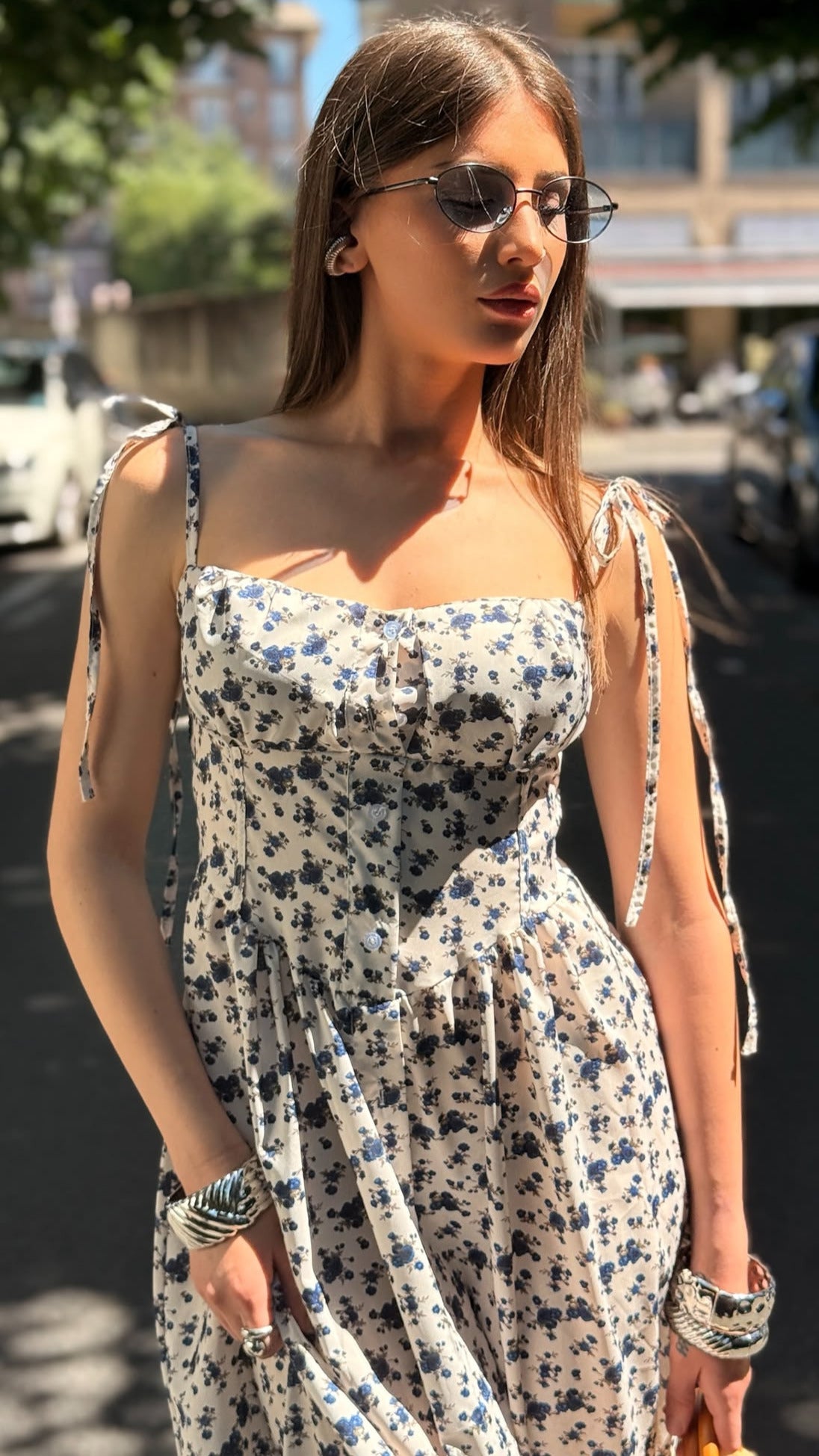 VESTITO FLOWER AZZURRO