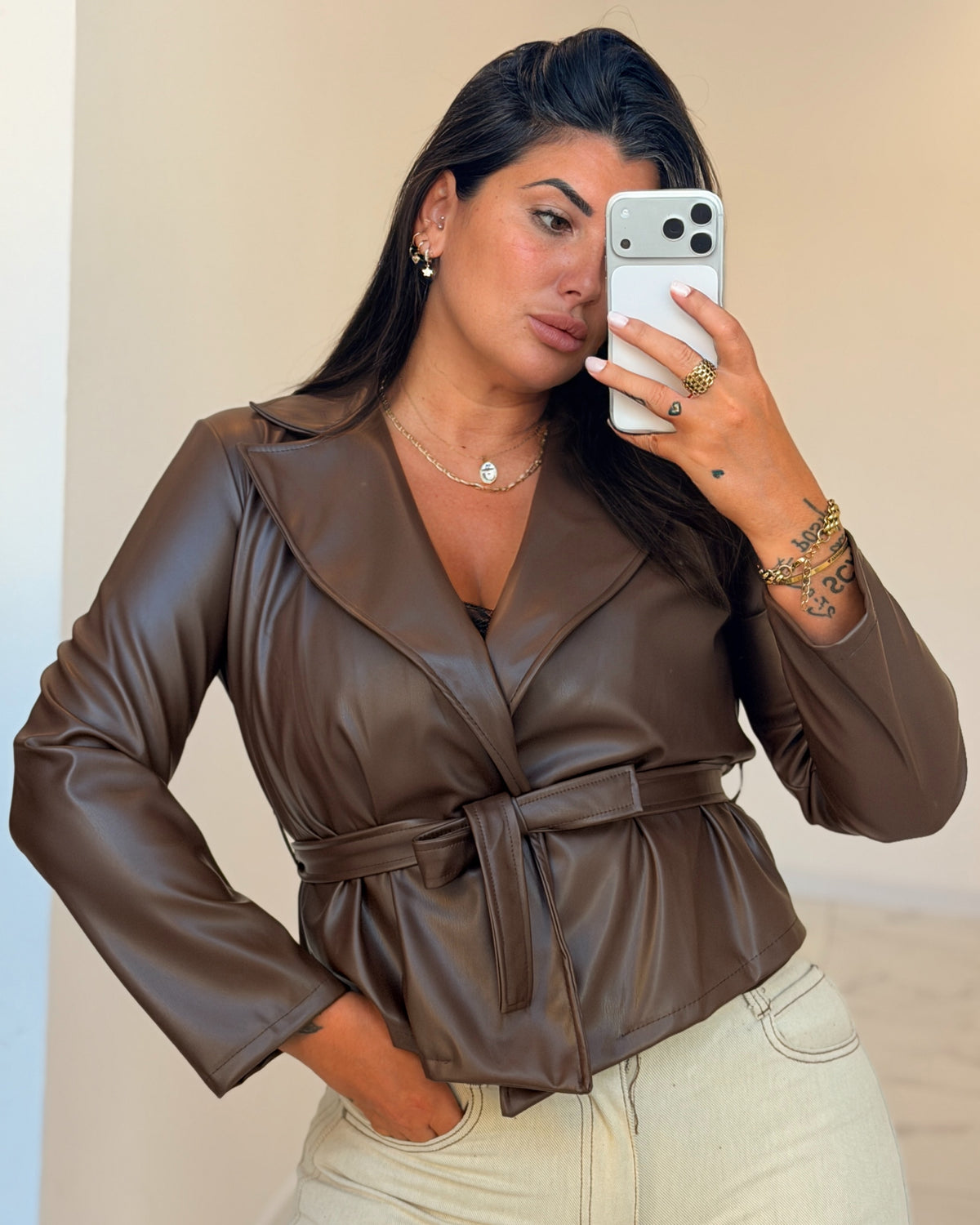 GIACCA PELLE DASY MARRONE