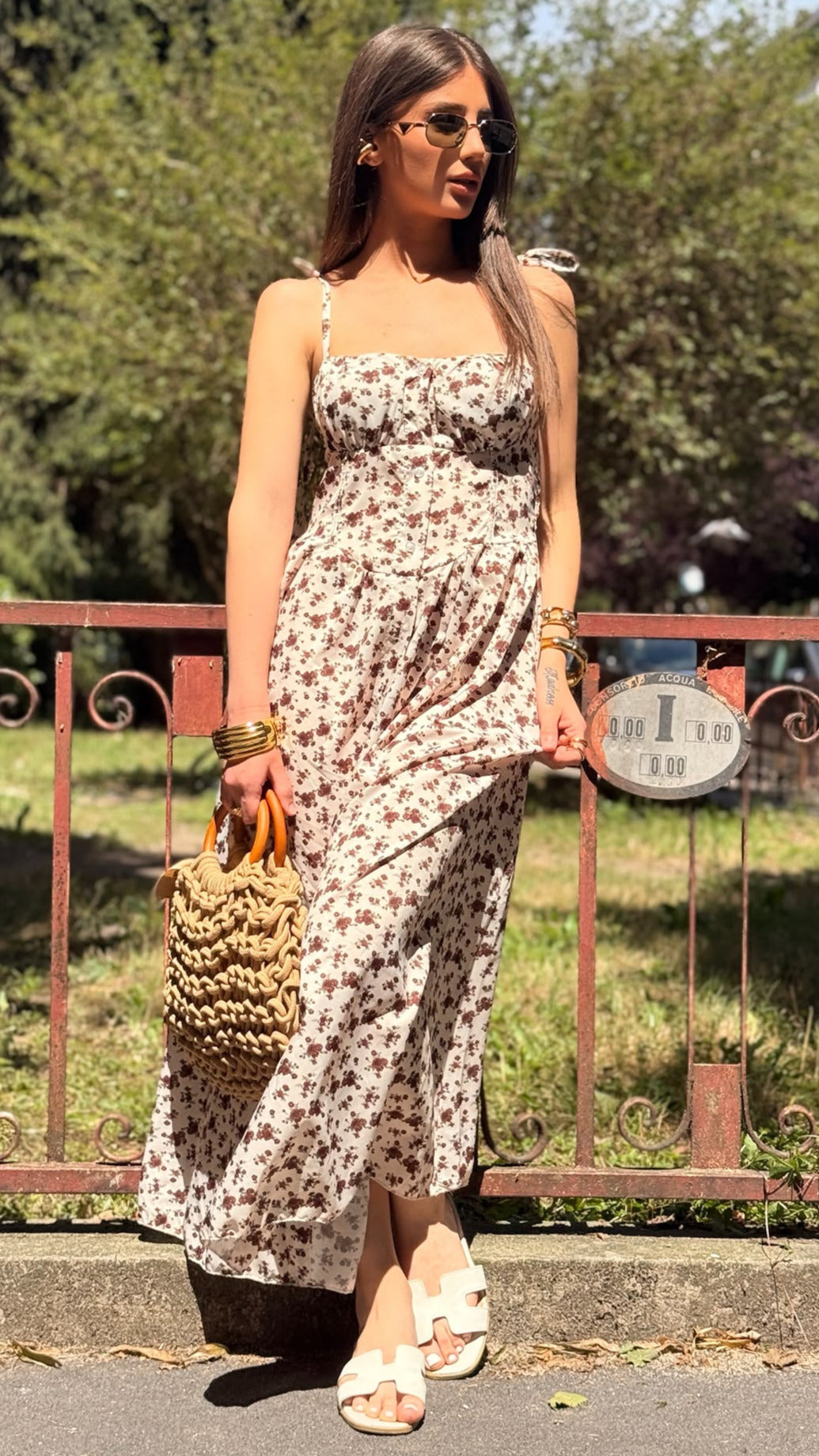 VESTITO FLOWER MARRONE