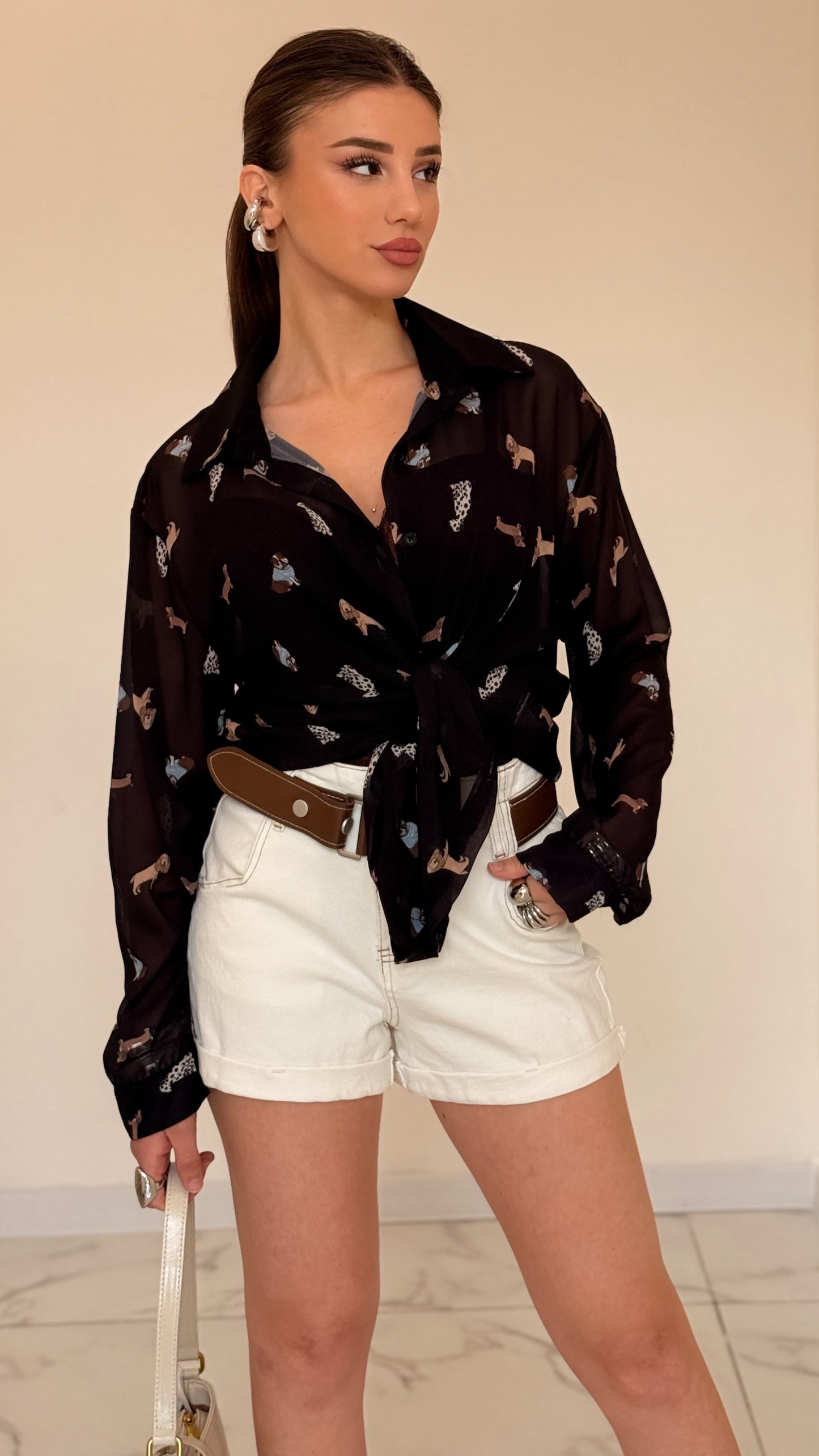 CAMICIA TRASPARENT DOG NERA