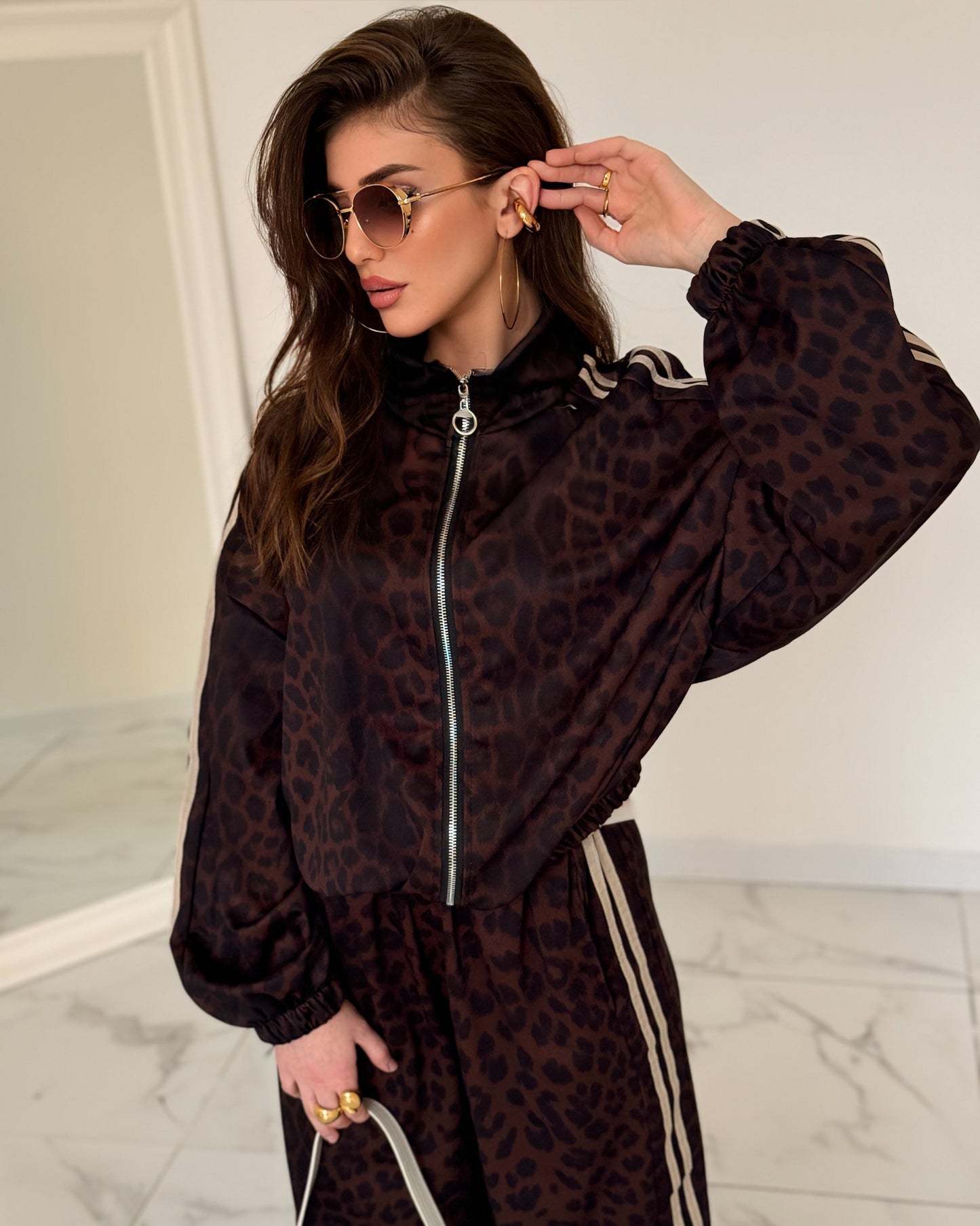 COMPLETO TUTA LEOPARD TORTORA