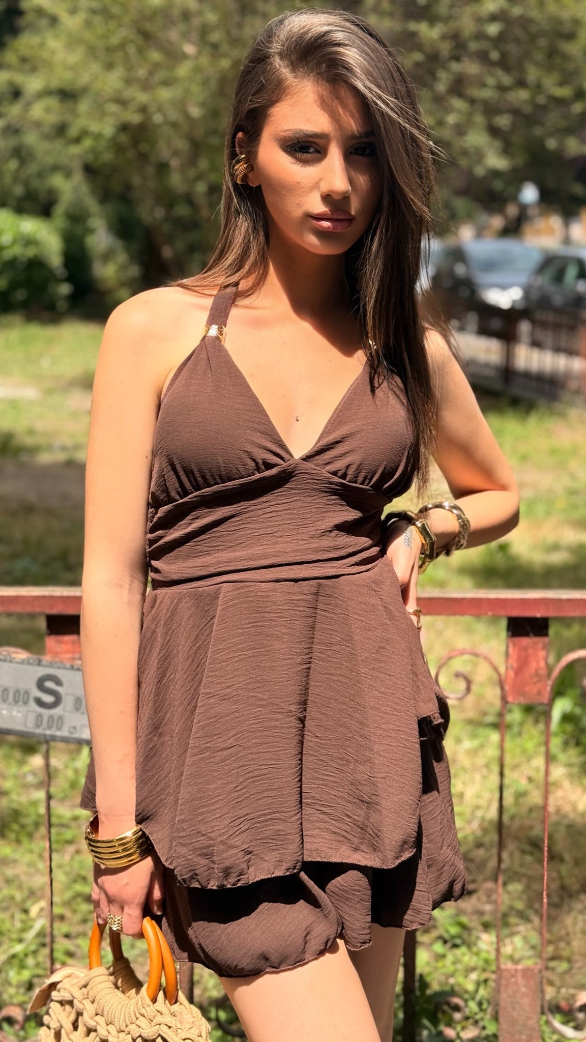 VESTITO GOLD MARRONE