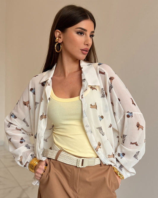 CAMICIA TRASPERNT DOG BIANCA