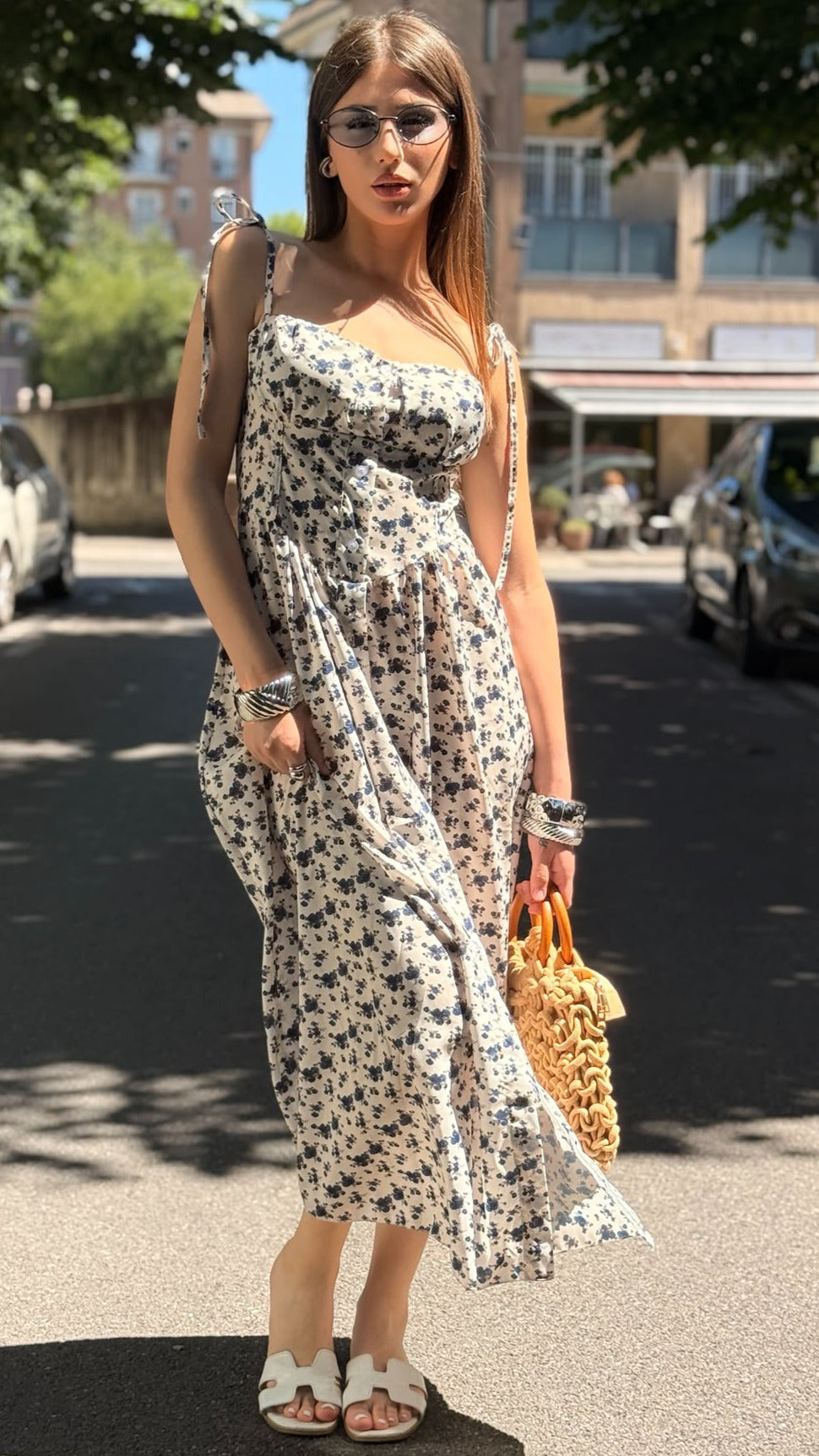 VESTITO FLOWER AZZURRO
