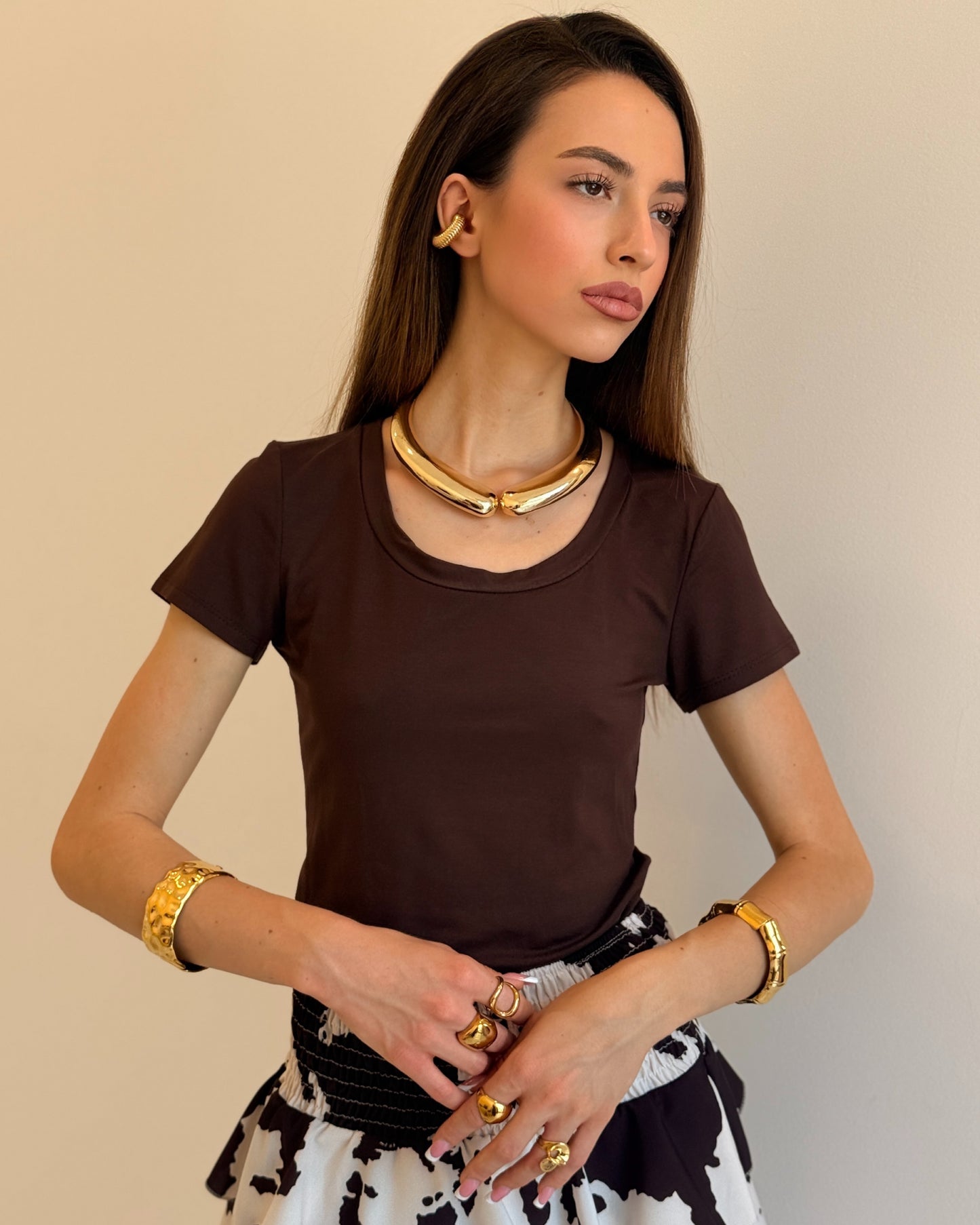 T-SHIRT BASIC MARRONE