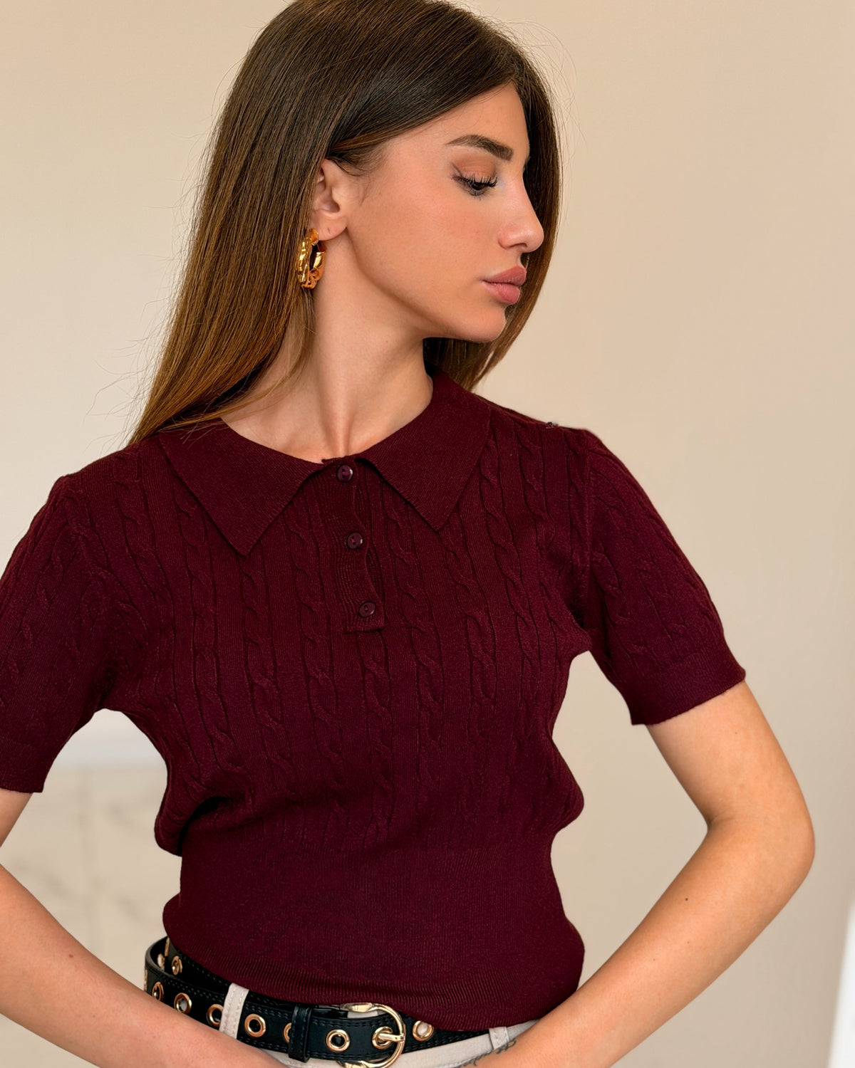 POLO IN MAGLINA BORDEAUX