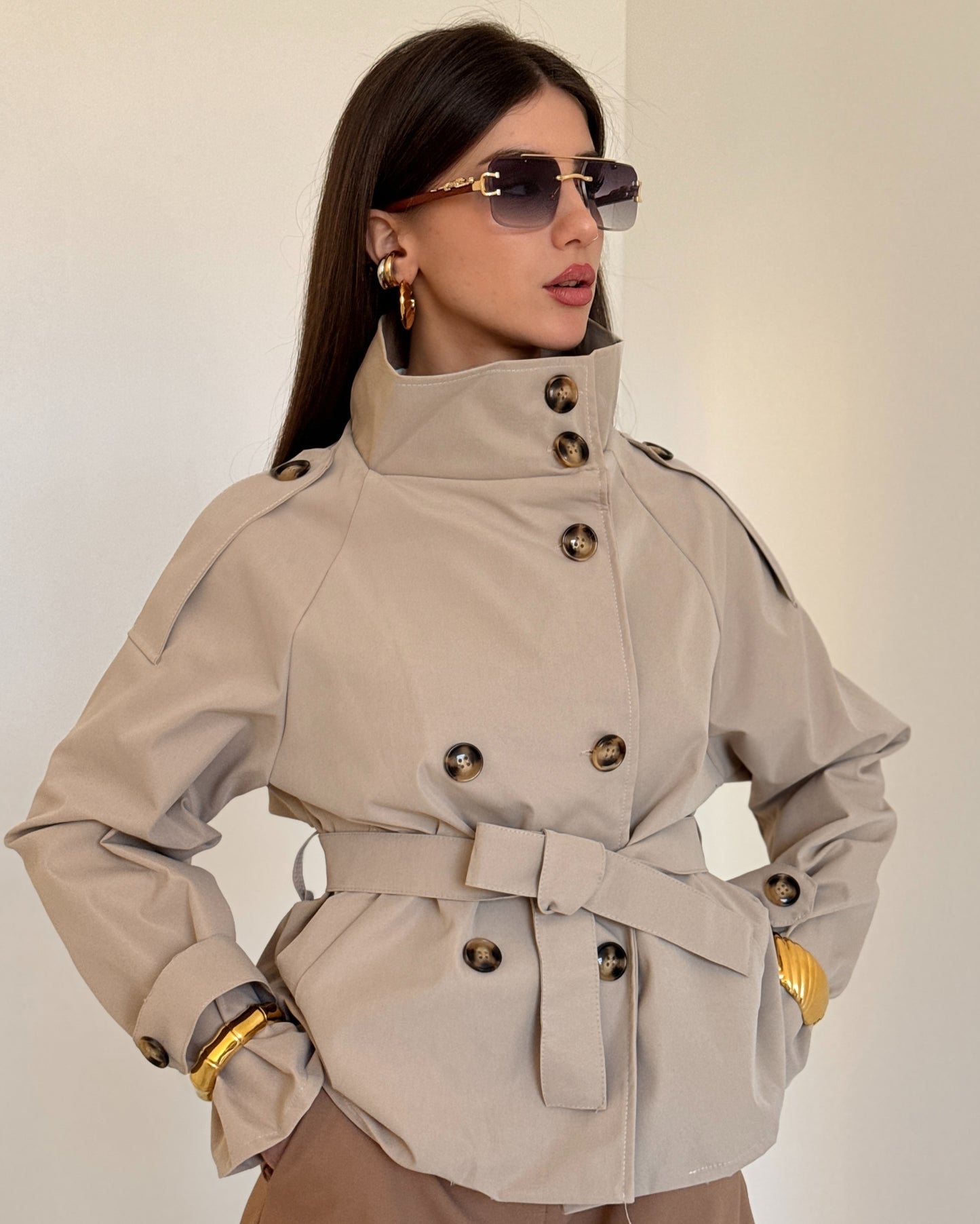 TRENCH CORTO SELENE BEIGE