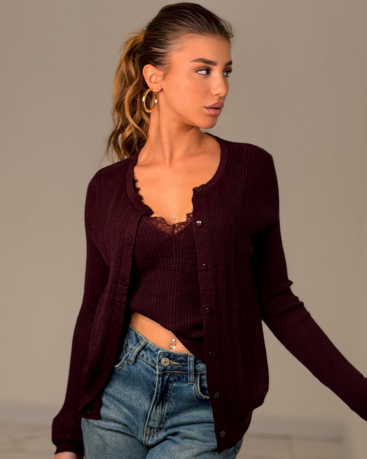 CARDIGAN LIDIA BORDEAUX