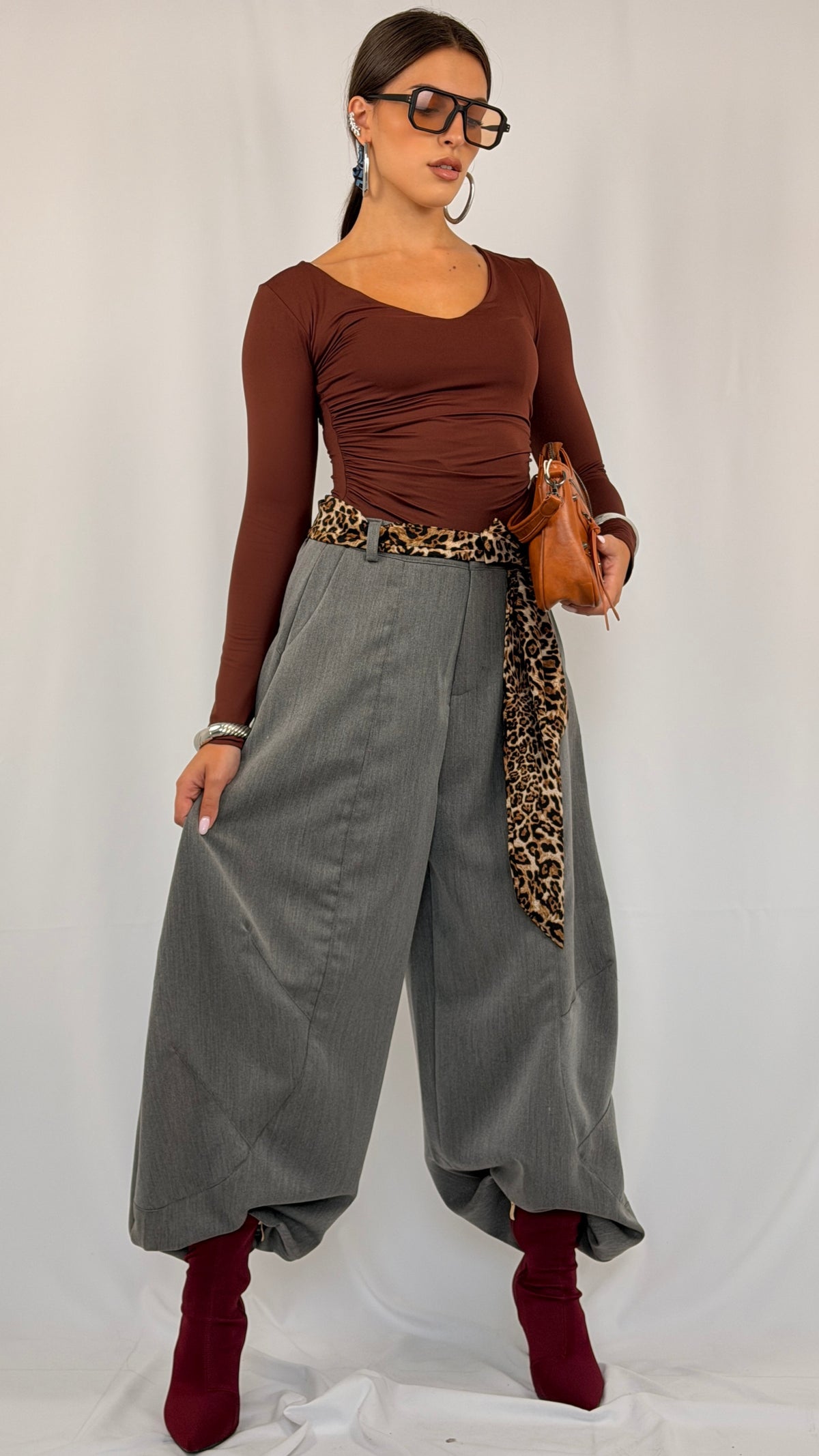 PANTA LEOPARD GRIGI