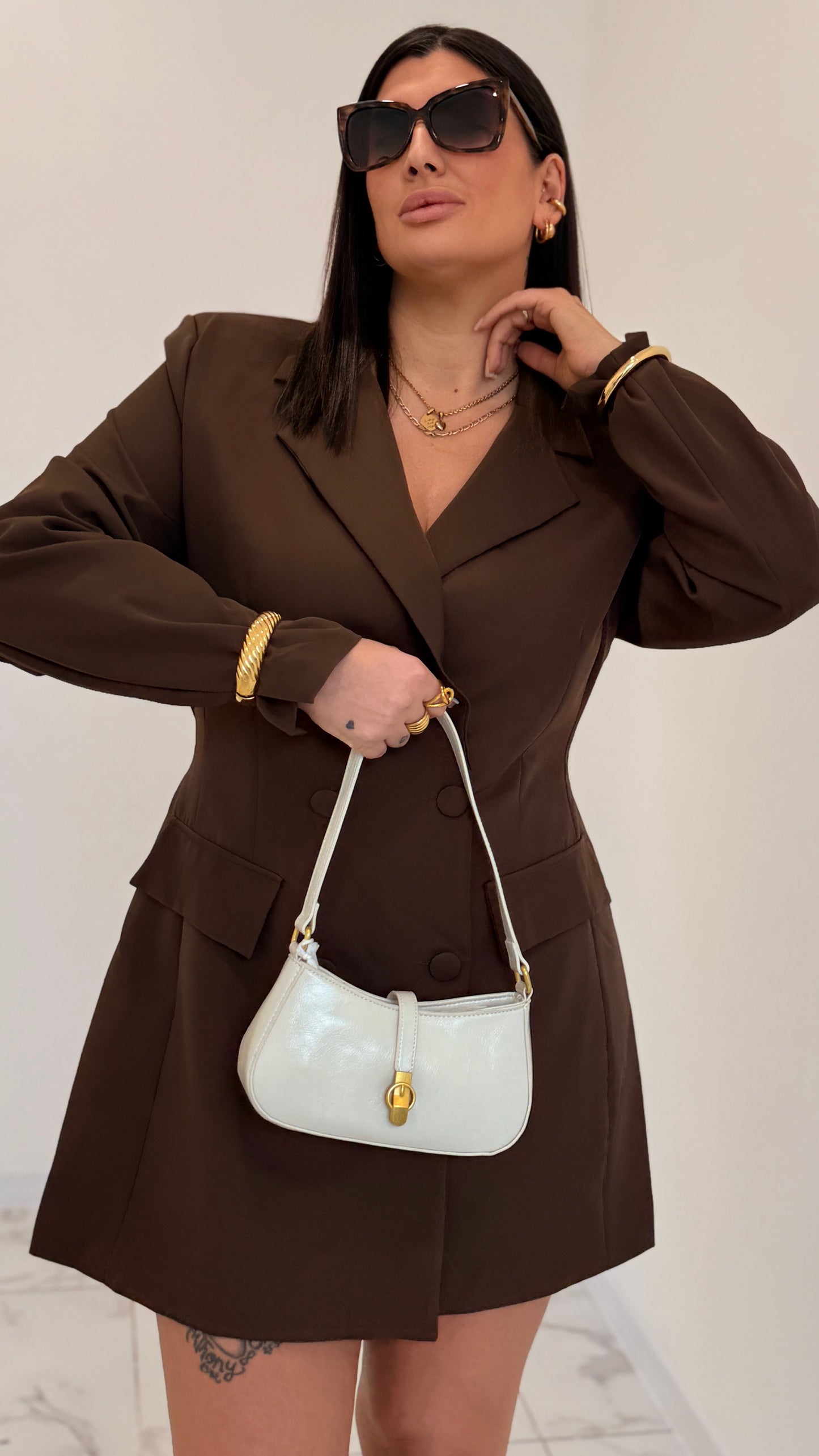 VESTITO BLAZER MARRONE curvy