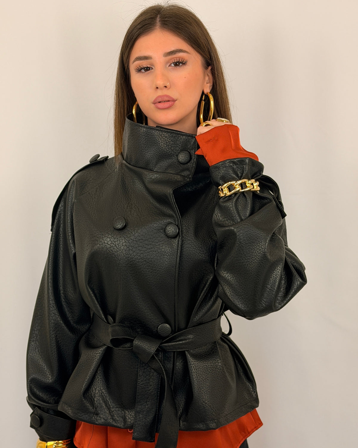 GIACCA PELLE PARIS NERA