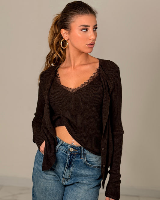 CARDIGAN LIDIA MARRONE